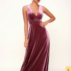 Lulu's Magenta Velvet Sleeveless Maxi Dress